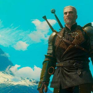 Geralt of Rivia Against the Blue Sky